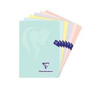 Clairefontaine 308686CPack A Pack of 10 Mimesys PASTEL Stapled Notebooks - A5 14.8x21 cm - 96 Lined Pages - 90 g White Paper - Assorted Opaque Polypro Covers