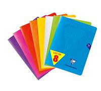 Clairefontaine 313741AMZC Set of 8 Mimesys Stapled Notebooks - 17x22 cm - 96 Seyes Ruled Pages - White Paper 90 g - Polypro Cover (Blue, Red, Green, Yellow, Purple, Orange, Pink, Colourless)