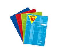 Clairefontaine 3169C Set of 10 Stapled Indexed Books - A4 21x29,7 cm - 96 Small Squares Pages - White Paper 90 g - Laminated Card Cover - Random Colours
