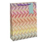 Clairefontaine 32367-2C - A kraft gift bag - Large format - 26.5x14x33 cm - 210g - Pattern: Neon waves - Gift packaging, Ideal for: Board games, Puzzles
