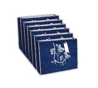 Clairefontaine 32496-6Cpack Pack of 6 Kraft Gift Bags White Shopping Format 37.5 x 11.5 x 27.5 cm 210 g with Cyanotype Flower Motif Gift Packaging Ideal for Games Board Puzzles