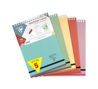 Clairefontaine 327016C LiniColour ESSENCE Set of 5 Spiral Revision Sheet Pads - A5 14.8x21 cm - 50 Lined Sheets - 240g White Paper - Transparent Polypro Cover - Random Colours