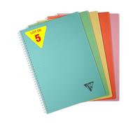 Clairefontaine 327116CPack Collection LiniColour ESSENCE Set of 5 Spiral Notebooks - A4 21x29,7 cm - 180 Seyes Ruled Pages - White Paper 90 g - Cover Polypro Transparent Random Colours