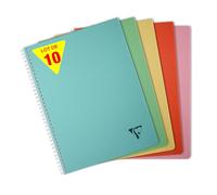 Clairefontaine 327125CPack Collection LiniColour ESSENCE Set of 10 Spiral Notebooks - A4 21x29,7cm - 100 Small Squares Pages - White Paper 90g - Transparent Polypro Cover - Random Colours