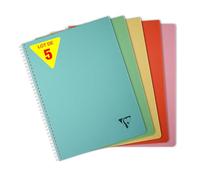 Clairefontaine 327126CPack Collection LiniColour ESSENCE Set of 5 Spiral Notebooks - A4 21x29,7cm - 180 Small Squares Pages - White Paper 90 g - Transparent Polypro Cover - Random Colours