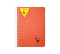 Clairefontaine 327503CPack LiniColour ESSENCE Set of 5 Spiral Notebooks A5 14.8x21cm - 180 Small Squares Pages White Paper 90g Clear Polypro Cover Garance Red