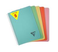 Clairefontaine 327506CPack LiniColour ESSENCE Set of 5 Spiral Notebooks A5 14,8x21cm - 180 Small Squares Pages - White Paper 90g - Polypro Cover Random Colours