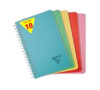 Clairefontaine 327535CPack LiniColour ESSENCE Set of 10 Spiral Notebooks 11x17- 100 Pages Small Squares - White Paper 90g - Clear Polypro Cover - Random Colour