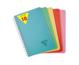 Clairefontaine 327535CPack LiniColour ESSENCE Set of 10 Spiral Notebooks 11x17- 100 Pages Small Squares - White Paper 90g - Clear Polypro Cover - Random Colour