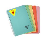 Clairefontaine 327546CPack LiniColour ESSENCE Set of 5 Spiral Notebooks A5 14,8x21cm - 180 Lined Pages - White Paper 90g - Clear Polypro Cover - Random Colours