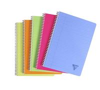 Clairefontaine 328146C Collection Linicolor FRESH Lot de 5 Cahiers à Spirale - A4 21x29,7 cm - 180 Pages Lignées avec Marge - Papier Blanc 90g - Couverture Polypro Transparent - Couleurs Aléatoires