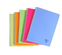 Clairefontaine 328146C Collection LiniColour Fresh Spiral Notebook A4 21x29.7cm - 180 Lined Pages - 90g White Paper - Transparent Polypro Cover - Random Colour