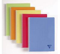 Clairefontaine 328316C Collection Linicolor Fresh Set of 5 Spiral Notebooks - 24x32 cm - 180 Pages Large Squares - White Paper 90 g - Transparent Polypro Cover - Random Colors