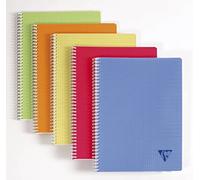 Clairefontaine 328325C Collection LiniColour Fresh Spiral Notebook 24x32cm - 100 Small Square Pages - 90g White Paper - Transparent Polypro Cover Random Colour