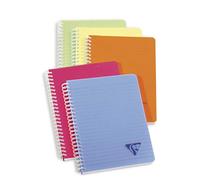 Clairefontaine 328506C Collection Linicolor FRESH Lot de 5 Carnets à Spirale - A5 14,8x21 cm - 180 Pages Petits Carreaux - Papier Blanc 90 g - Couverture Polypro Transparent - Couleurs Aléatoires