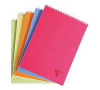 Clairefontaine 328635C Collection Linicolor Fresh Un Bloc à Spirale - A4 21x29,7 cm - 160 Pages Détachables Petits Carreaux - Papier Blanc 90 g - Couverture Polypro Transparent - Couleur Aléatoire