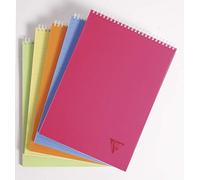 Clairefontaine 328635C LiniColour Fresh Collection Pack of 5 Header Spiral Pads A4 21x29,7 - 160 Pages Small Squares - Paper 90g - Polypro Cover Random Colours