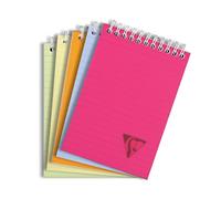 Clairefontaine 328656C Collection LiniColour Fresh Spiral Pad A6 10.5x14.8 - 160 Lined Pages - 90 g White Paper - Transparent Polypro Cover - Random Colour