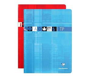 Clairefontaine 3347C A Stapled Practical Work Notebook - 24x32 cm - 120 Pages Seyes Ruled 90 g and Plain White 125 g - Cover Laminated Card - Random Colour