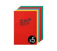 Clairefontaine 3354C Carnet Encollé Zap Book - 160 Feuilles Papier Croquis 100% Recyclé - A4 21x29,7 cm 80g - Couleurs de Couverture ass Aléatoires - Paquet de 5 carnets