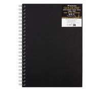 Clairefontaine 34321C Carnet Spiralé Goldline - 50 Feuilles Papier Dessin Noir - A4 21x29,7 cm 140g - Format Portrait - Couverture Rigide Noire Imitation Toile