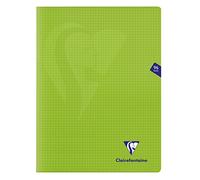 Clairefontaine 353362C A Green Mimesys Stapled Notebook - 24x32 cm - 96 Small Squares Pages - White Paper 90 g - Polypro Cover