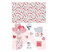 Clairefontaine 354587C - Decoration Cardboard Love theme Pack of 40 sheets 25x35 cm 160 g, Assorted Colours - Hearts Floral Creative Art DIY Crafts Cute