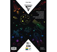 Clairefontaine 354588C Scratch Card 10 Scratch-Off Sheets 300g Cards 5 Wooden Sticks A4 format 21x29,7cm Rainbow design Drawing Writing Crafting Children Adults