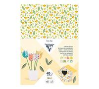 Clairefontaine 354599C - Decoration Cardboard Spring Theme Pack of 40 sheets of cardboard 25x35 cm 160 g, Assorted Colours - DIY Art Crafts Floral Easter