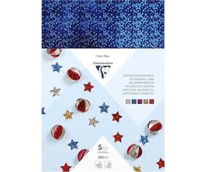 Clairefontaine 354695C - A pack of 5 sheets of holographic cardboard 25x35 cm 230g, assorted colours - Arts and Crafts - Creative - Fun - Children's Activity