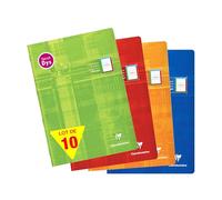 Clairefontaine 36128CPack Pack of 10 Stapled Notebooks A4 21x29,7cm - 48 Pages 4-Colour Process Special Dys Line Spacing 2mm White Paper 90g Cover Random Colour