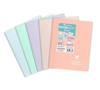 Clairefontaine - Ref 366681C - Koverbook Blush Wire bound Notebook (80 Sheets) - A5 Size, Square Ruling, 90gsm Brushed Vellum Paper, Pastel Polypro Cover - Assorted Colours (Pack of 5)