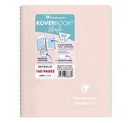 Clairefontaine 366778C - One Spiral Notebook Koverbook Blush Powder Pink - A5 14,8x21 cm - 160 Lined Pages - White Paper 90 g - Enveloping Polypro Cover