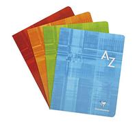 Clairefontaine 3748C A Stapled Alphabetical Index Book+C413 - 17x22 cm - 96 Seyes Ruled Pages - 90 g White Paper - Random Colour Laminated Card Cover