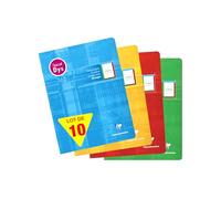 Clairefontaine 37528CPack Pack of 10 Stapled Notebooks 17x22cm 48 Pages 4-Colour Process Special Dys Line Spacing 2mm White Paper 90 g Card Cover Random Colour