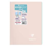 Clairefontaine - Ref 376778C - Koverbook Blush Wirebound Notebook (80 Sheets) - A4 Size, Lined Ruling, 90gsm Brushed Vellum Paper, Pastel Polypro Cover - Powder Pink