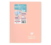 Clairefontaine - Ref 376779C - Koverbook Blush Wirebound Notebook (80 Sheets) - A4 Size, Lined Ruling, 90gsm Brushed Vellum Paper, Pastel Polypro Cover - Coral