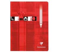 Clairefontaine 3785C Red Stapled Drawing Notebook - 17x22 cm - 32 Pages Quadrille 10/10 - White Drawing Paper 125 g - Laminated Card Cover