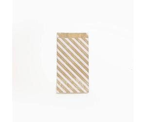 Clairefontaine 394109C - A Bag of 50 Kraft Pockets - 11x21+5cm - Pattern: White stripes - Ideal for: Candies, Candies, Paperbacks, Gift wrapping, gift Pocket