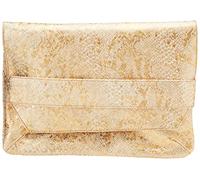 Clairefontaine 410012C - One Genuine Iridescent Lambskin Leather Clutch Handbag Pouch - Céleste Doré, Gold Glitter Colour - Dimensions: 26x18x2 cm - Durable