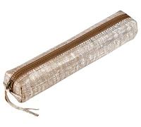 Clairefontaine - Ref 410032C - Kleo-Pathra' Leather Slim Pencil Case - 4 x 2.5 x 19.5cm, Made From Genuine Lambskin Leather, Metal Zip With Leather Puller - Silver