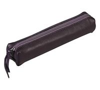 Clairefontaine - Ref 410081C - Lawrence' Leather Slim Pencil Case - 4 x 2.5 x 19.5cm, Made From Genuine Lambskin Leather, Metal Zip With Leather Puller - Plum