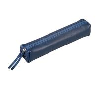 Clairefontaine 410153C - One Small Genuine Lambskin Leather Slim Case - Dimensions: 19.5x2.5x4 cm - Dark Blue Tinted Colour - Multi-Fuctional - Protective
