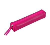 Clairefontaine - Ref 410154C - Coloured Leather Slim Pencil Case - 19.5 x 2.5 x 4cm, Made From Genuine Lambskin Leather, Metal Zip With Leather Puller - Raspberry