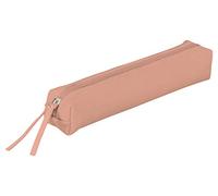 Clairefontaine Coral Pink Leather Slim Pencil Case, 19.5 x 2.5 x 4cm, Zipper Closure