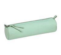 Clairefontaine 410160C - Round School Pencil Case Pistachio Green Ø5,5x22 cm in Genuine Lambskin Leather - School Supplies - Coloured Pencil Case - Pen Holder