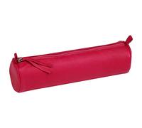 Clairefontaine 410162C - Round School Pencil Case Raspberry Ø5,5x22 cm in Genuine Lambskin Leather - School Supplies - Coloured Pencil Case - Pen Holder