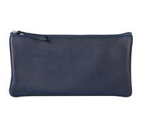 Clairefontaine 410167C - One Genuine Lambskin Leather Flat School Pencil Case - Dark Blue - 22x11 cm - School Supplies - Coloured Pencil Case - Pen Case