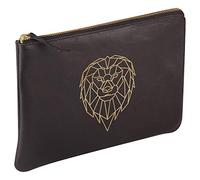 Clairefontaine 410186C - One Large Genuine Leather Universal Pouch - Dimensions: 27x19 cm - Lion design - Genuine Lambskin Leather - Multi Purpose Functions