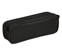 Clairefontaine 420024C - One Large Rectangular School Pencil Case 2 compartments - Dimensions: 23x7x8 cm - Black - Multi-Functional - Ecological + Practical